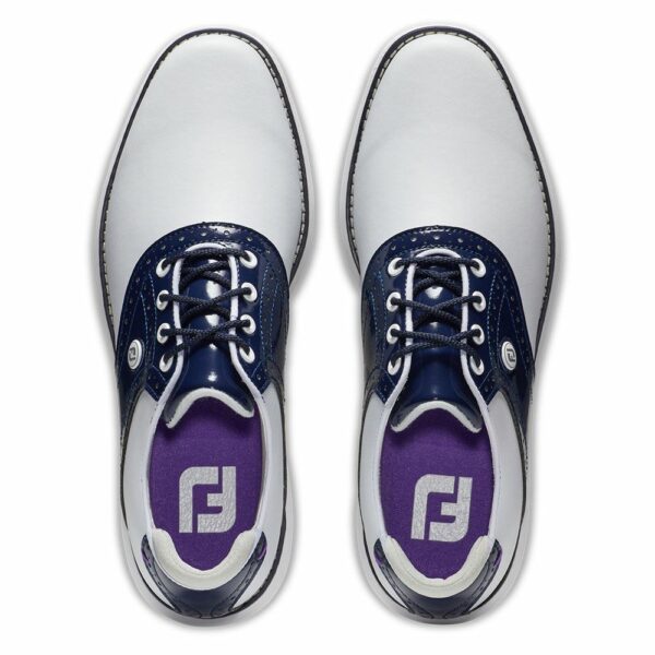 Footjoy Ladies Traditions Spikeless Golf Shoes White Navy 97926