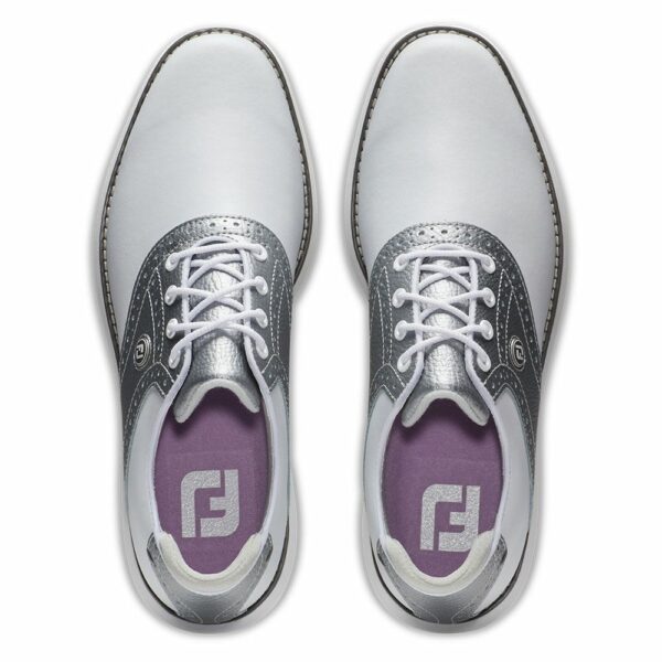 Footjoy Ladies Traditions Spikeless Golf Shoes White Silver 97990